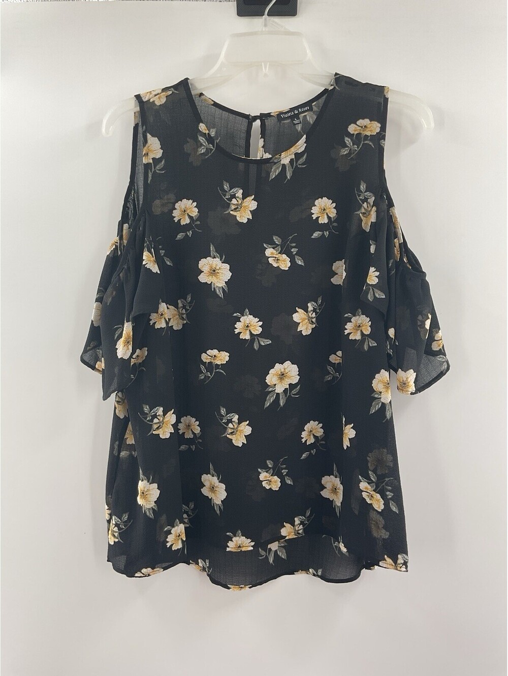 Violets & Roses women’s large blouse floral short sleeve 091